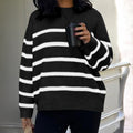 European And American Casual Striped Knitted Long-sleeved Top
