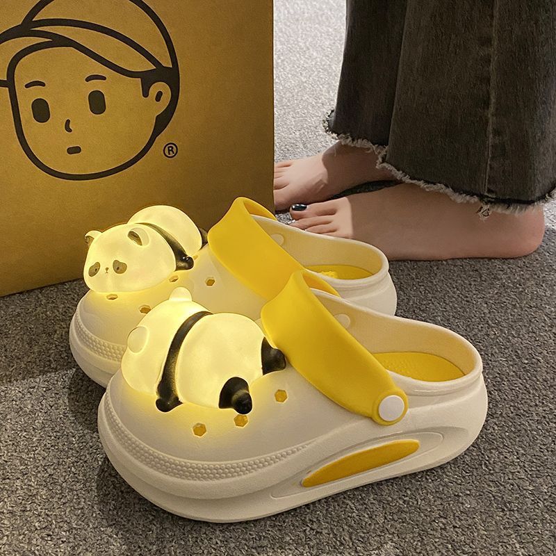 New Spring And Summer Anti-slip Platform Panda Light Hole Shoes For Women