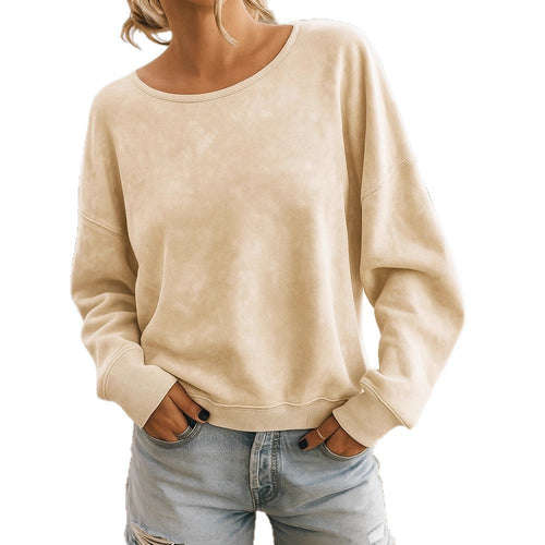 Casual Loose Fashion Long Sleeve Rendering Print Round Neck Knitted Sweater Hoodie