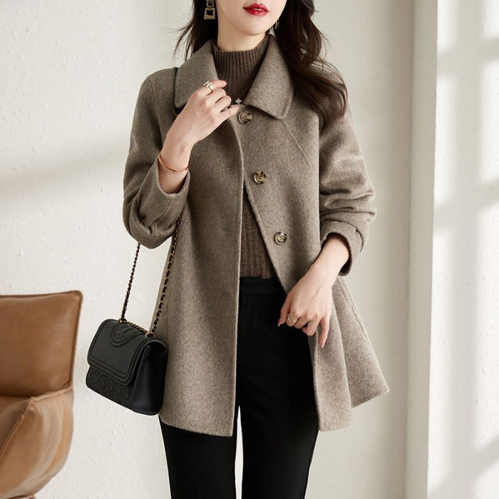 Fashion Lapel Mid-length Coat For Women