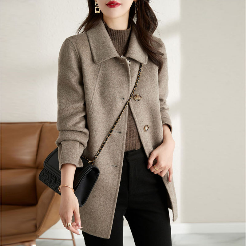 Fashion Lapel Mid-length Coat For Women